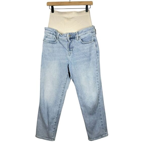 BLANQI Denim Jeans Postpartum Support Straight Crop Pregnancy Sunfade Wash 12 - Picture 1 of 7